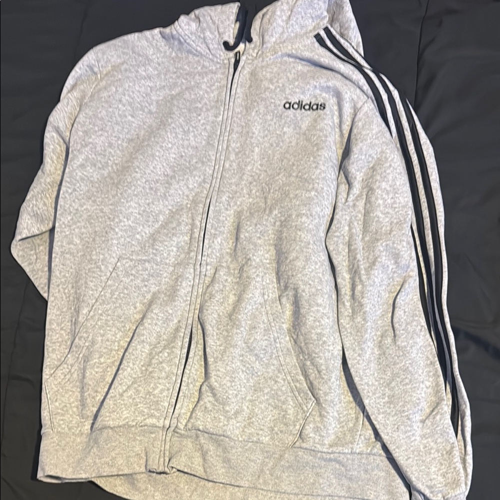 Adidas Gray Zip-Up Hoodie